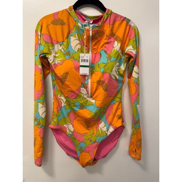 Trina Turk Large NWT Playa De Flor Half Zip Long Sleeve Rash Guard Paddle Suit - Picture 3 of 10